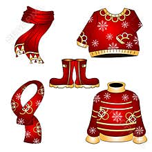 Winter Christmas Clothes Vector Set