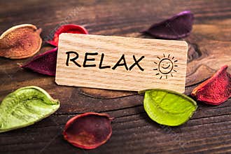 Relax word in card