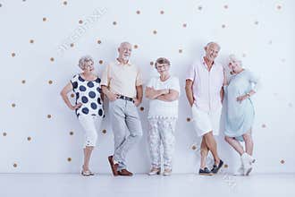 Smiling seniors in casual clothes