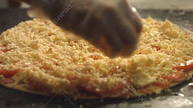 Cooking of pizza. 3 Shots. Slow motion.