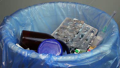 Disposing empty medication bottles, blister packs, used syringes