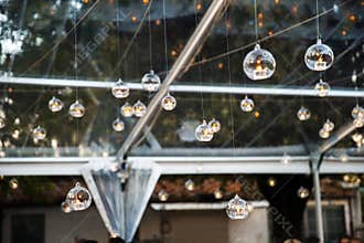 Lights and lanterns in the wedding. Bokeh