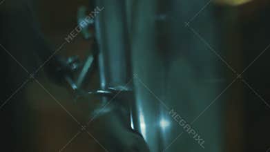 Moving bass drum pedal beater 4k close up