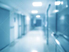 Blurred hospital corridor
