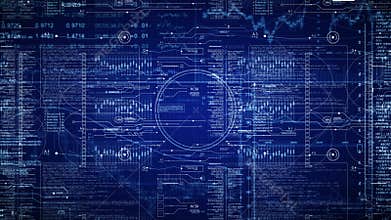 Sci Fi opener. Camera moves through HUD interface