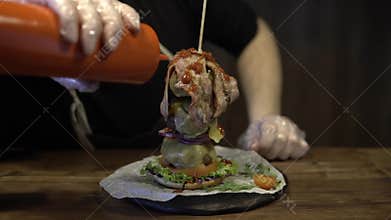 Cook hamburger in parts