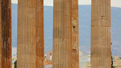 Huge columns of Zeus Temple dedicated to king of Olympian gods in Athens, Greece