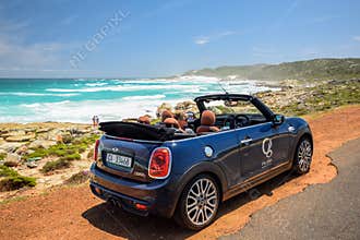 A MINI Cooper S Convertible rental car, owned by The Glen Boutique Hotel in Cape Town