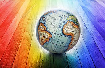 World Rainbow Globe Background