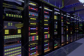 Working data center interior.