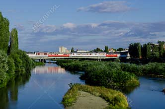 Pedestrian Bridge over Maritsa River in Plovdiv, Bulgaria