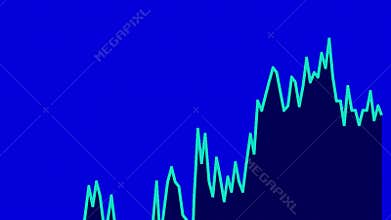 Blue line graph on black background chart of stock market investment trading.