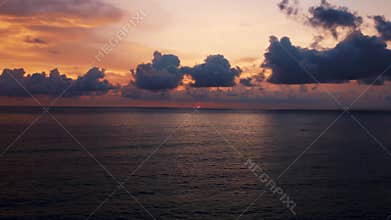Sunset with ocean view. Aerial view. Uluwatu, Bali Indonesia