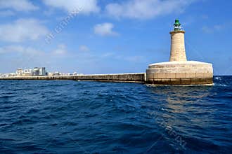 Lighthouse in Grand harbor, Malta