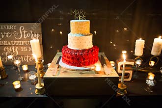 Wedding cake with Mr and Mrs Topper