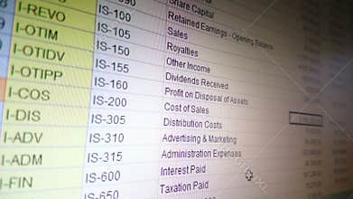 Accounting data processing in excel spreadsheet, finance report