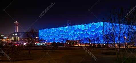 Night scene of Water Cube