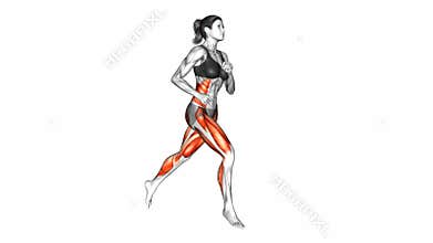 Running exercise. Anatomy of fitness and bodybuilding