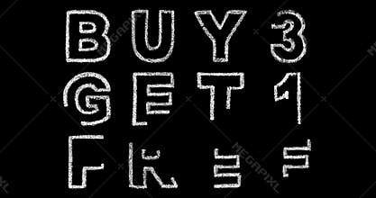Buy 3 get 1 free text on black background