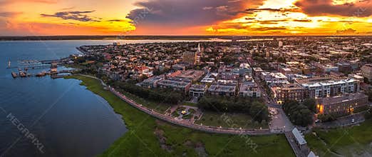 Charleston, SC skyline during sunset