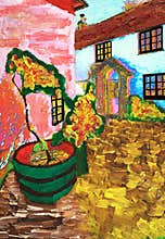 English country garden oil painting