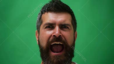 Handsome emotional man. Young man expressing different emotions. Emotions faces of handsome bearded guy. Male facial