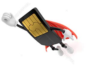 SIM card character with hero cape