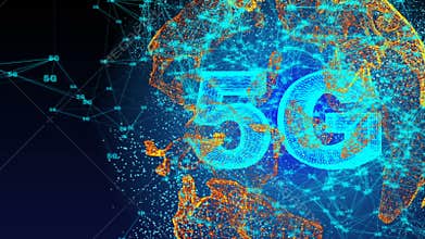 Computer generated, 5G connectivity technology animation