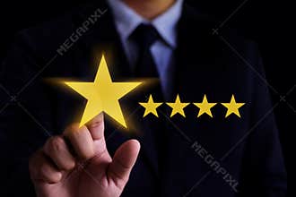 Man Happy Customer give Five Star Rating Experience Customer se