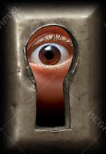 Eye in keyhole