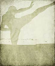 Martial Arts silhouette on grey grunge background