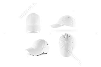 Blank white baseball cap mock up set