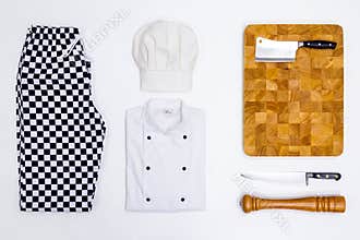 Chef whites flat lay