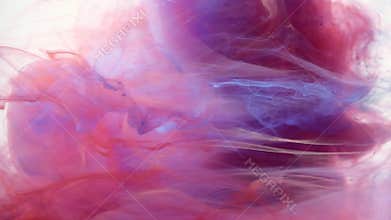 Abstract Ink colours flowing in water. Purple, yellow and orange Ink colours.