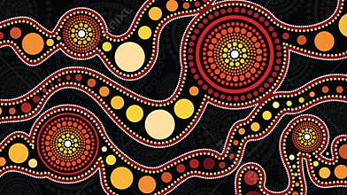 Aboriginal art vector background, Connection concept