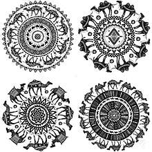 Set of Round Ornament Pattern with camels