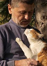 Senior with a cat