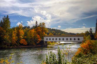 Covered Bridge over McKenzie River Oregon