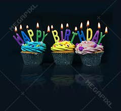 Cupcakes spelling out happy birthday