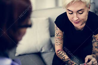 Depressed woman having a counselling session