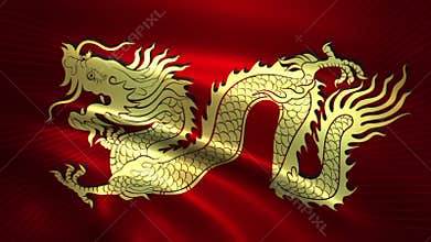 Flag of golden Chinese dragon