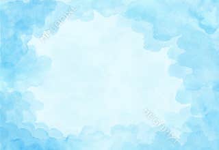 Beautiful light blue watercolor background. Sky with weightless clouds canvas for congratulations, valentines designs, invitation