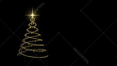 Gold christmas tree stars card animation template