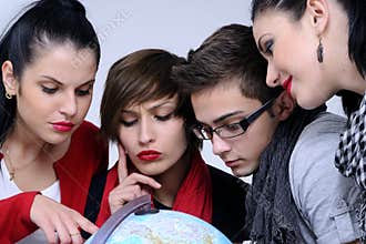 Young people choosing destinations