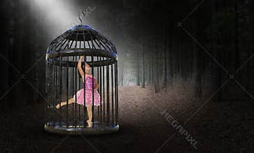 Surreal Captive, Trapped, Girl, Ballet Dancer