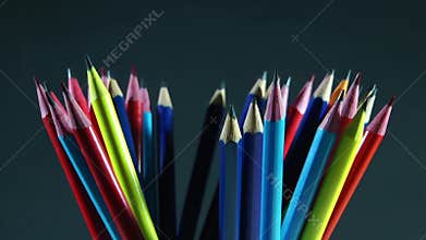 Close Up Colorful Pencil Turning