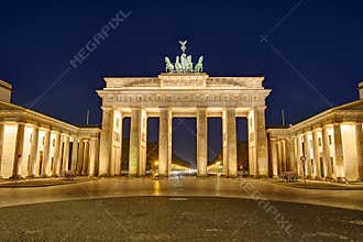 The famous illuminated Brandenburger Tor in Berlin