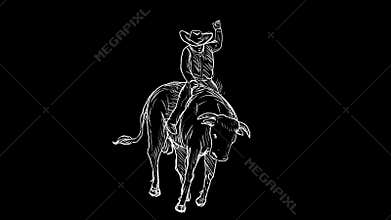 Rodeo Cowboy Bull Riding 2D Animation