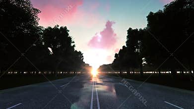 Driving on a wet road