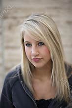 Attractive Blond Woman in Hoodie